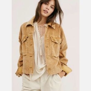 Free People mustard/ yellow corduroy cropped jacket